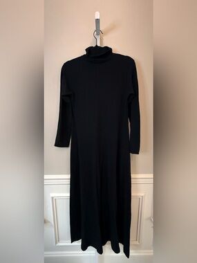 Elm Design Black Turtleneck Maxi Dress Long Sleeve Stretch Knit Size M
